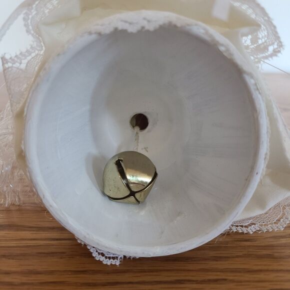 Vintage Handmade Lace Angel Hand Bell Figurine Shelf Sitter Decor Collectible - Picture 10 of 10